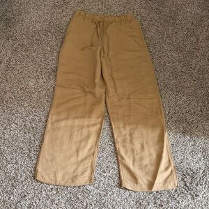 H&M Camel Wide-Leg Drawstring linen Pants